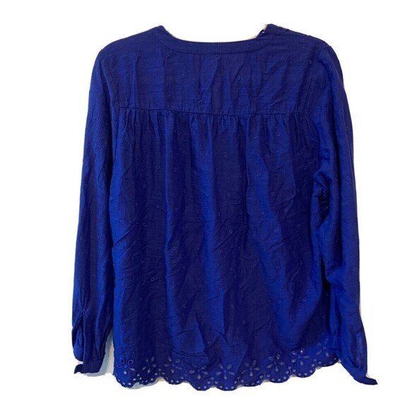 Old Navy Womens Size Small Blue Eyelet Split Neck Blouse Top - Picture 3 of 5